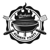 A vintage badge with a BBQ grill vector