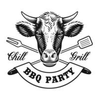 A vintage vector badge for a barbeque theme