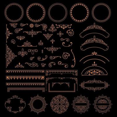A set of vintage borders and patterns