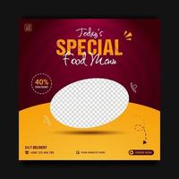 Modern special food menu promotion social media banner template, sale and discount background. vector illustration.