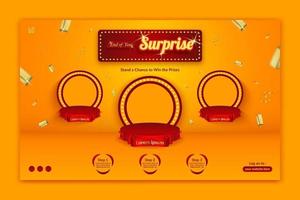 End of year surprise contest invitation horizontal banner template with splashing gold vector