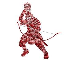 Samurai Warrior with Bow Action vector