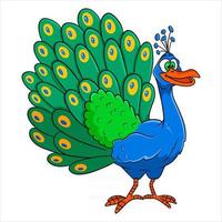 Animal character funny peacock in cartoon style vector