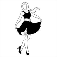 abstracción de una chica con tacones y un vestido. silueta. Moda. vector