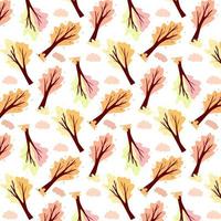 Autumn pattern. Abstract autumn tree and cloud. Ornamental plant. vector