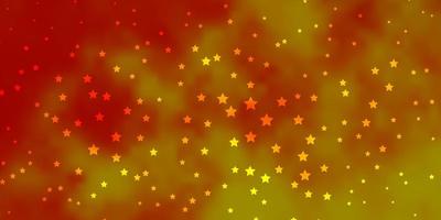 Dark Orange vector background with colorful stars.