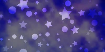 diseño de vector de color púrpura claro con círculos, estrellas.