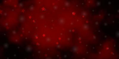 Dark Red vector background with colorful stars.