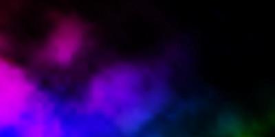 Dark Multicolor vector background with clouds.