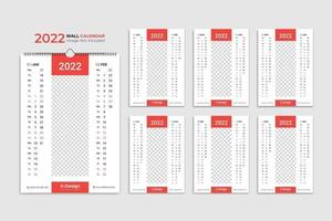 calendario de pared 2022 planificador anual con todos los meses del horario escolar y de la empresa vector