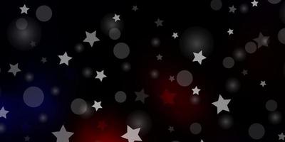 Dark Red vector template with circles, stars.