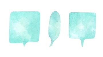 Set of speech bubbles on white background. Watercolor illustration. vector