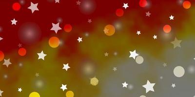 Light Orange vector background with circles, stars.