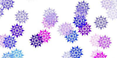 Light pink, blue vector background with christmas snowflakes.