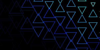 Dark BLUE vector background with lines, triangles.