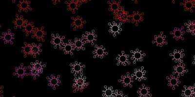 Dark red vector backdrop with virus symbols.