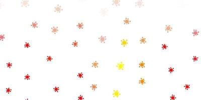 Light red, yellow vector backdrop with virus symbols.