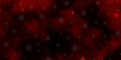 Dark Red vector background with colorful stars.