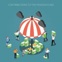 Pension Fund Contributions Composition Vector Illustration