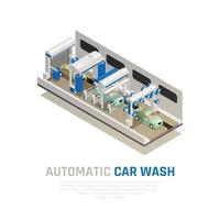 Ilustración de vector de concepto isométrico de servicio de lavado de autos