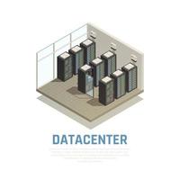 Ilustración de vector de composición isométrica de centro de datos