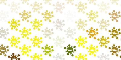 Light green, yellow vector background with covid-19 symbols.