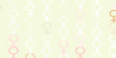 Light Pink, Green vector backdrop with woman's power symbols.
