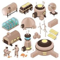 Space Base Isometric Set Vector Illustration