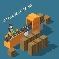 Garbage Sorting Conveyor Composition Vector Illustration