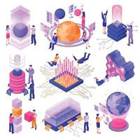 Isometric Technology Set Vector Illustration