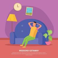 Flat Lazy Weekends People Composition Vector Illustration