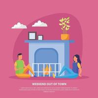 Lazy Weekends People Flat Background Vector Illustration