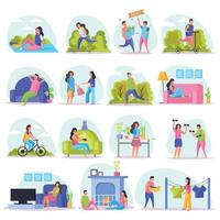 Lazy Weekends People Flat Icon Set Vector Illustration