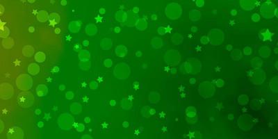 Light Green vector background with circles, stars.