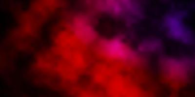 Dark Pink, Red vector pattern with clouds.