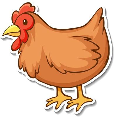 Sticker design with a chicken isolated