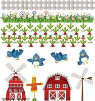 Farm element set isolated on white background vector