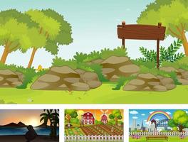 Four different nature horizontal scene vector