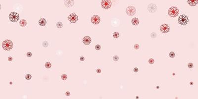 textura de doodle de vector rojo claro con flores.