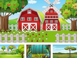 Four different nature horizontal scene vector