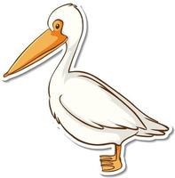 Sticker design with pelican bird isolated vector