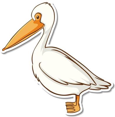 Sticker design with pelican bird isolated