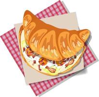 Breakfast croissant sandwich with bacon and egg isolated vector