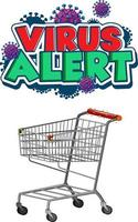 Virus Alert font design with shopping cart vector