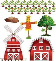 Farm element set isolated on white background vector