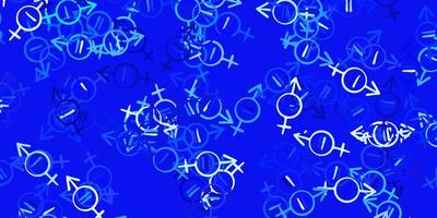 Fondo de vector rosa claro, azul con símbolos de mujer.
