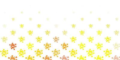 Light yellow vector background with covid-19 symbols.