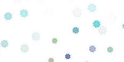 Light blue, green vector layout with beautiful snowflakes.