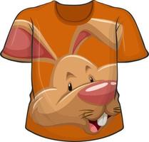 parte delantera de la camiseta con estampado de conejo vector