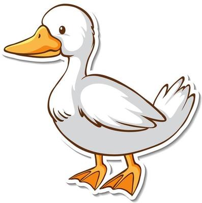 Sticker design with a white duck isolated